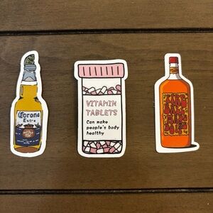 Set of 3 Beverage and Vitamin Stickers